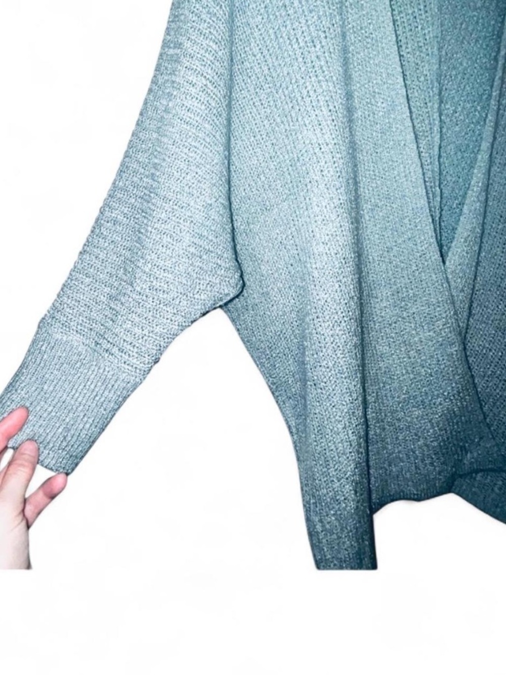 NWOT Be Cool Sage Green Oversized Lightweight Open Front Knit Cardigan Size M/L - Picture 5 of 8